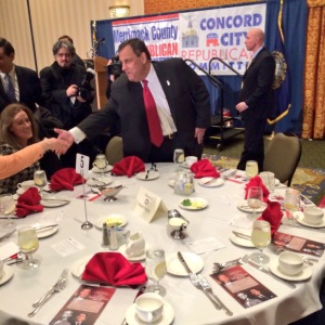 Governor Christie shaking hands at the Merrimack County/Concord City Republican Committee Lincoln-Reagan Dinner in Concord, New Hampshire